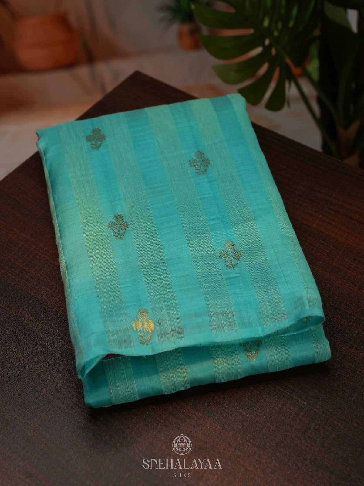 Blue Kanchi Linen Silk Saree