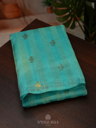 Blue Kanchi Linen Silk Saree