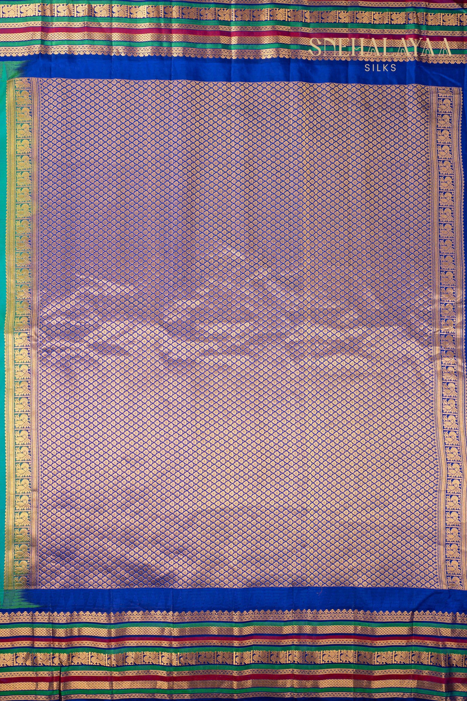 Peacock Green Gadwal Silk Saree