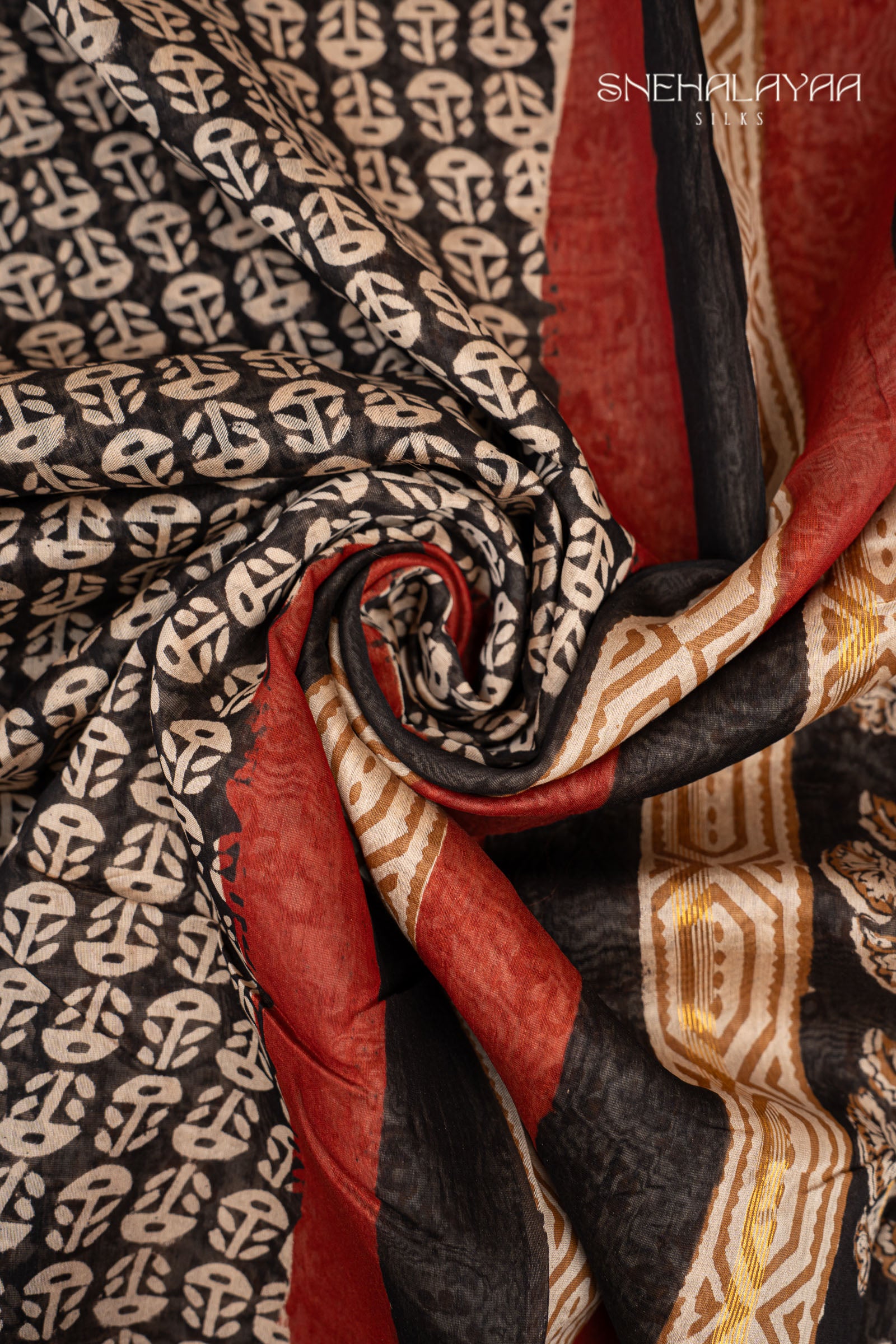 Black Chanderi Saree