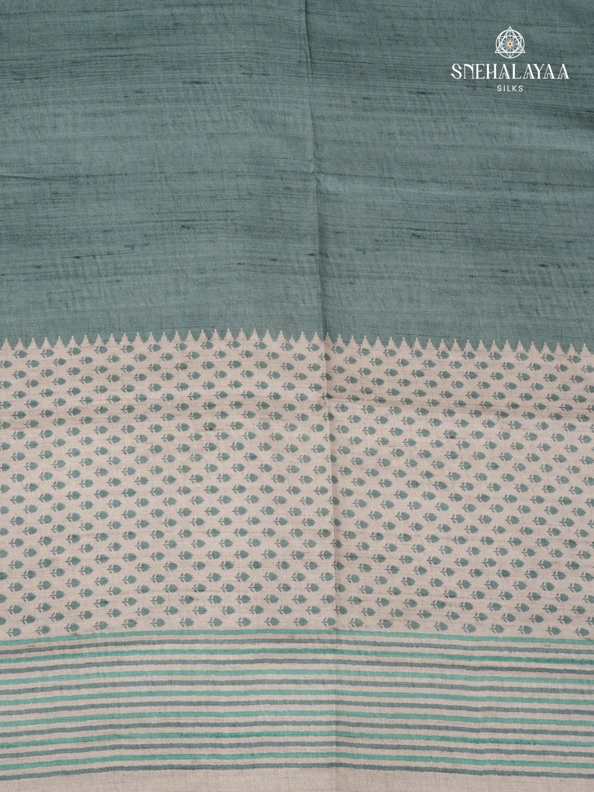 Grey Printed Tussar Saree