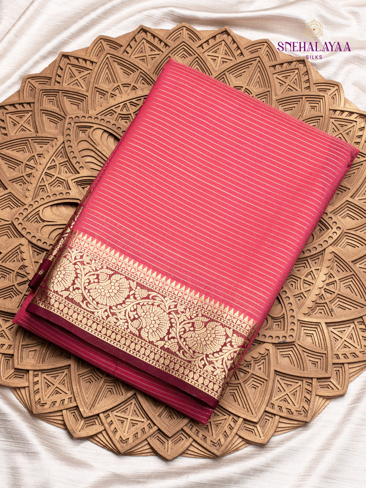 Fluorescent Pink Mysore Silk Saree