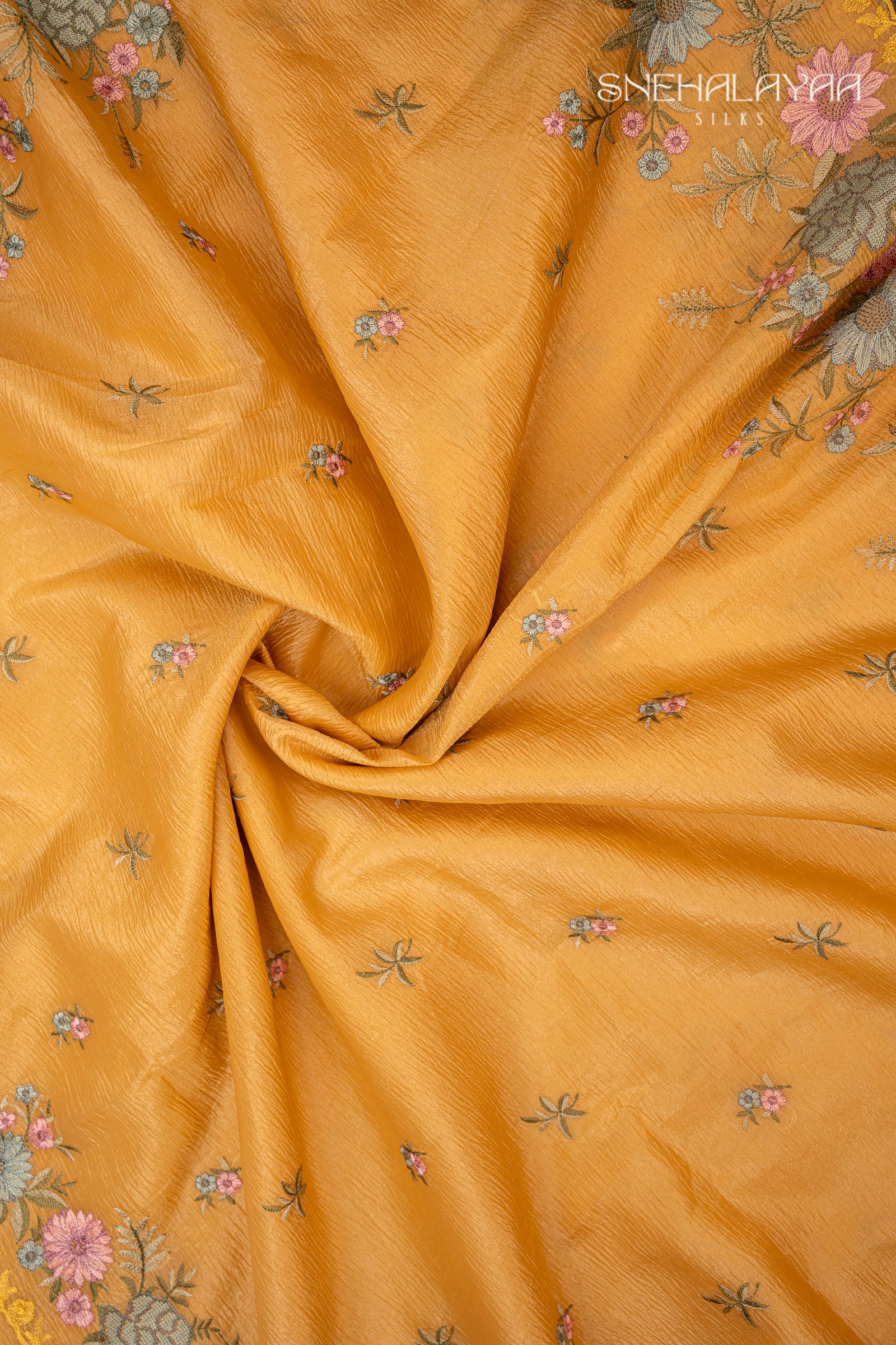 Yellow Crush Tissue Saree