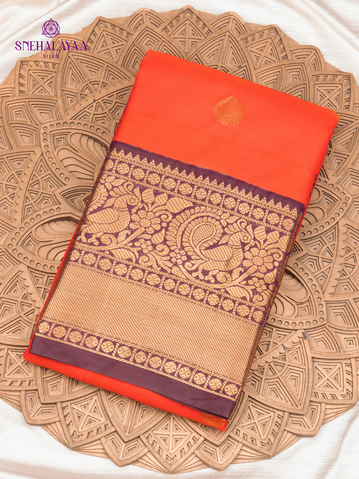 Rust Orange Gadwal Silk Saree