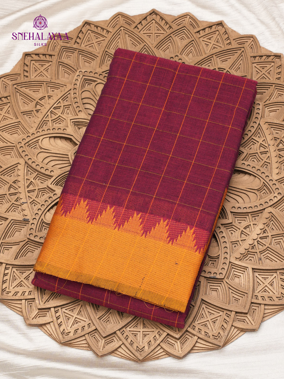 Marron Kanchi Cotton Saree