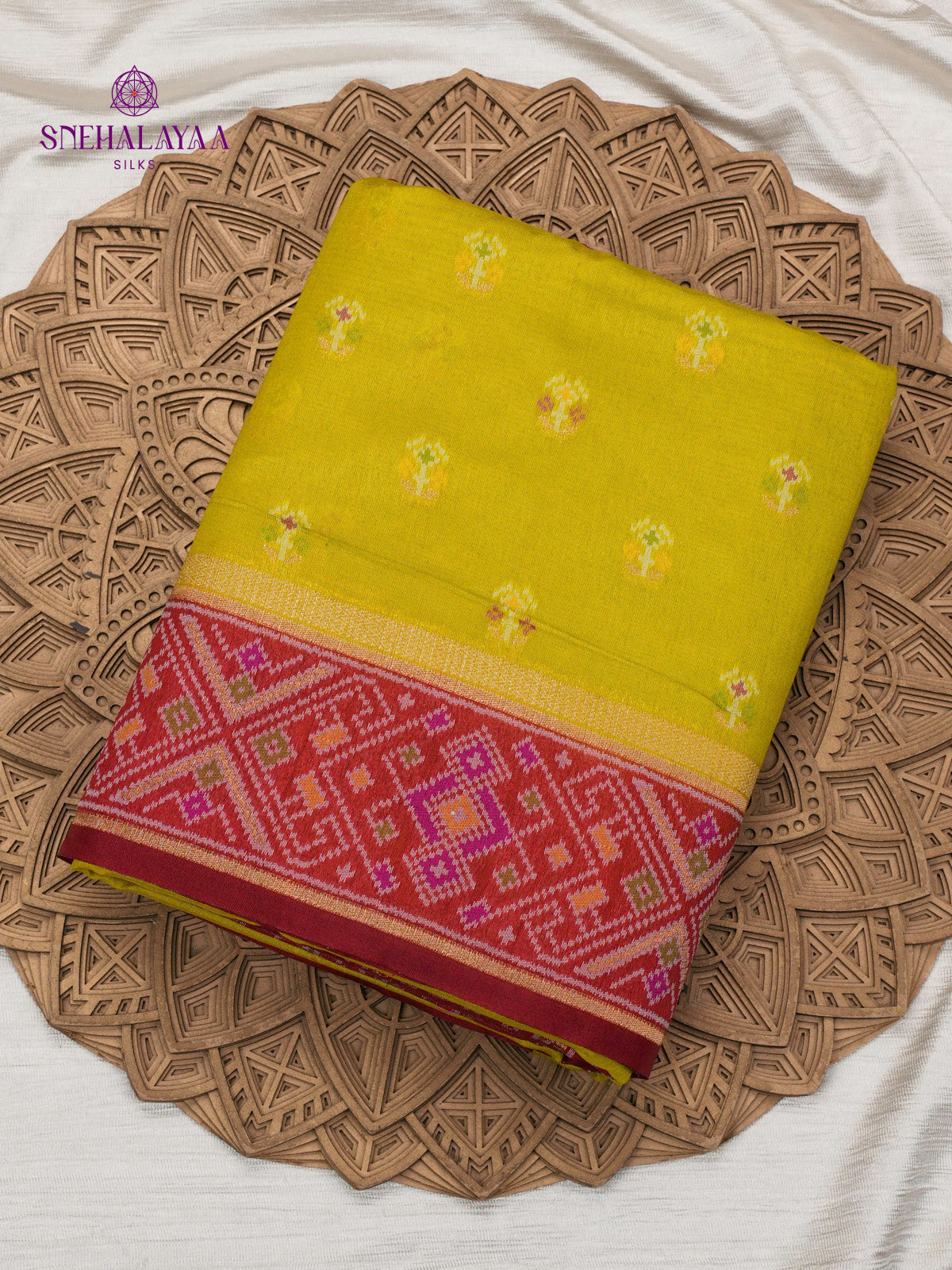 Lime Yellow Ikat Saree