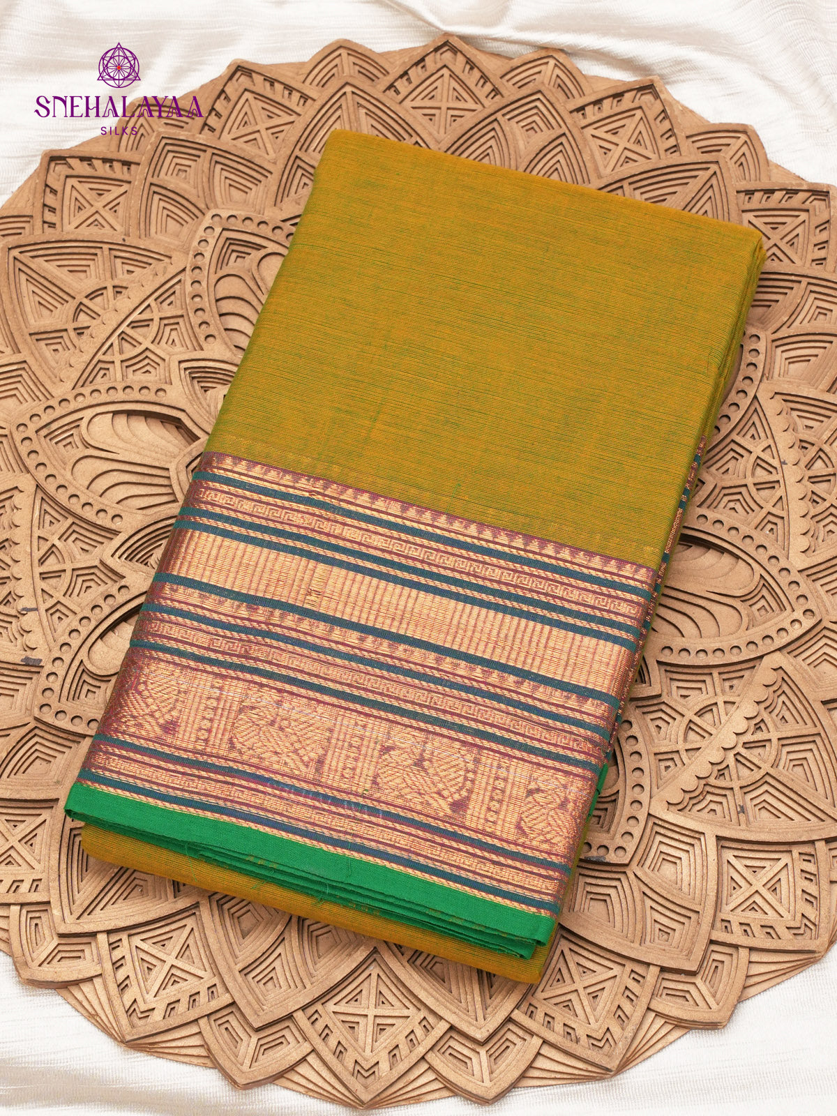 Mustard Yellow Kanchi Cotton Saree