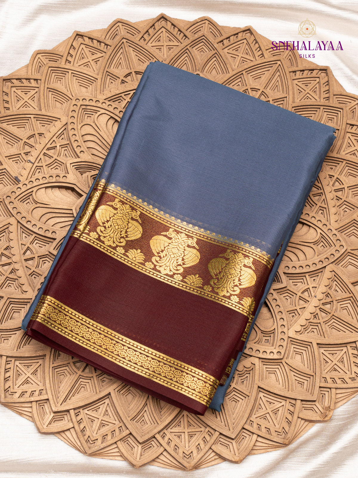 Grey Mysore Silk Saree