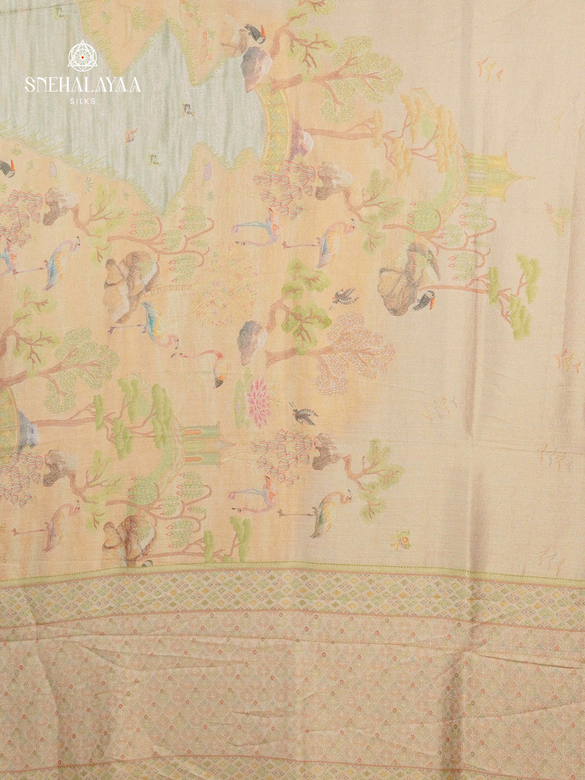 Cream Tissue Tussar Saree