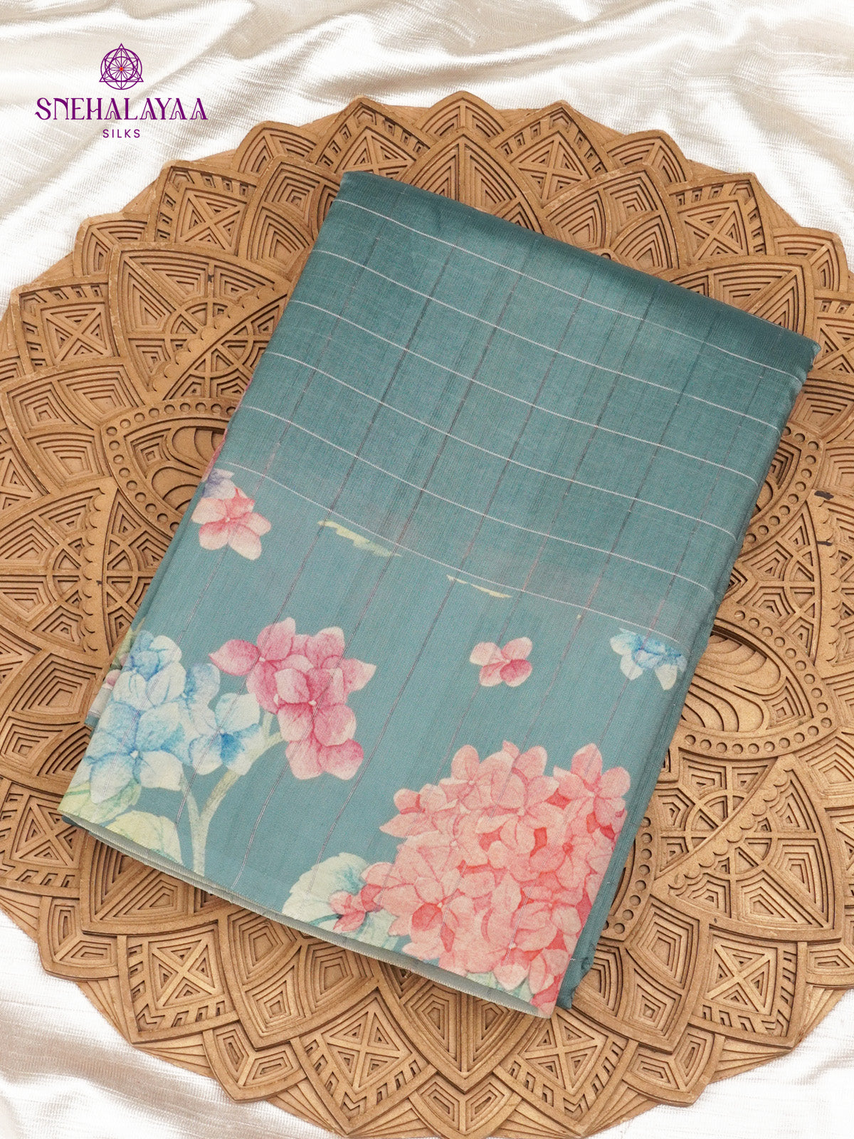 Teal Blue Tussar Saree