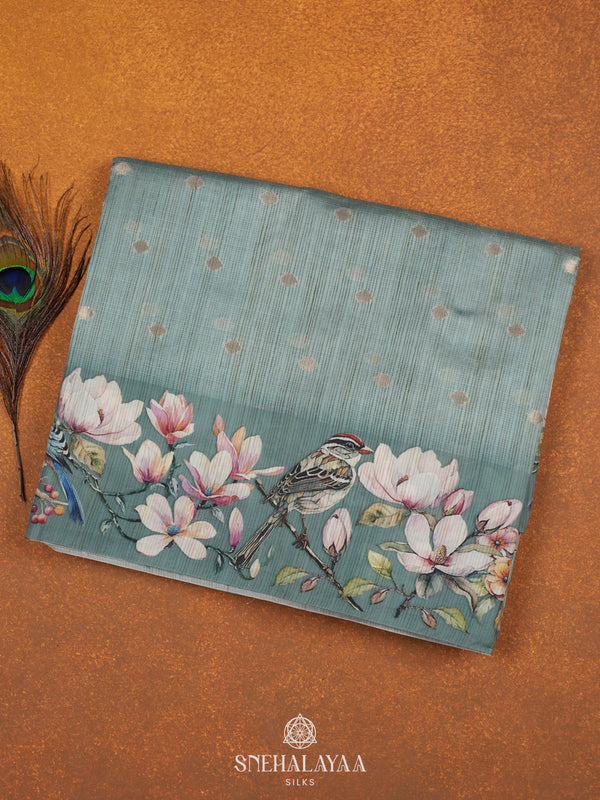 Teal Blue Kota Tussar Saree