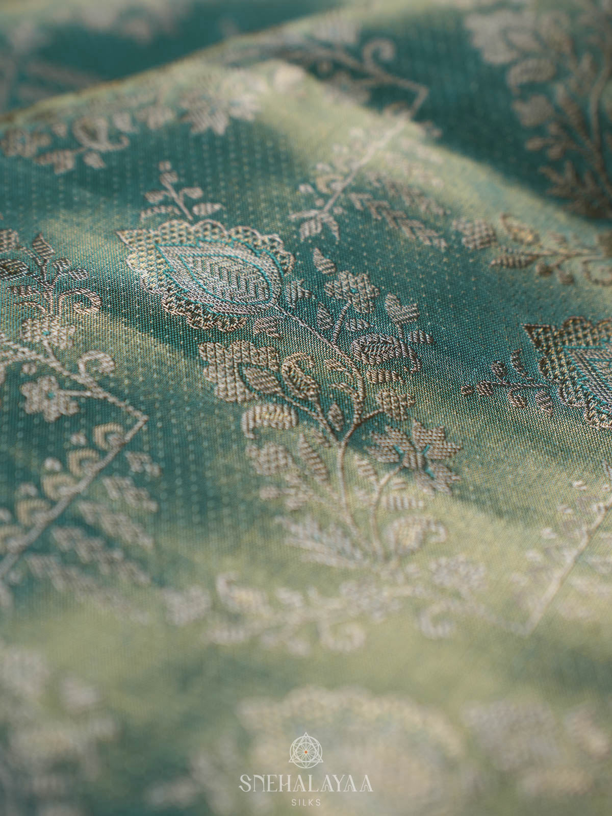 Teal Blue Kanjivaram Silk Saree