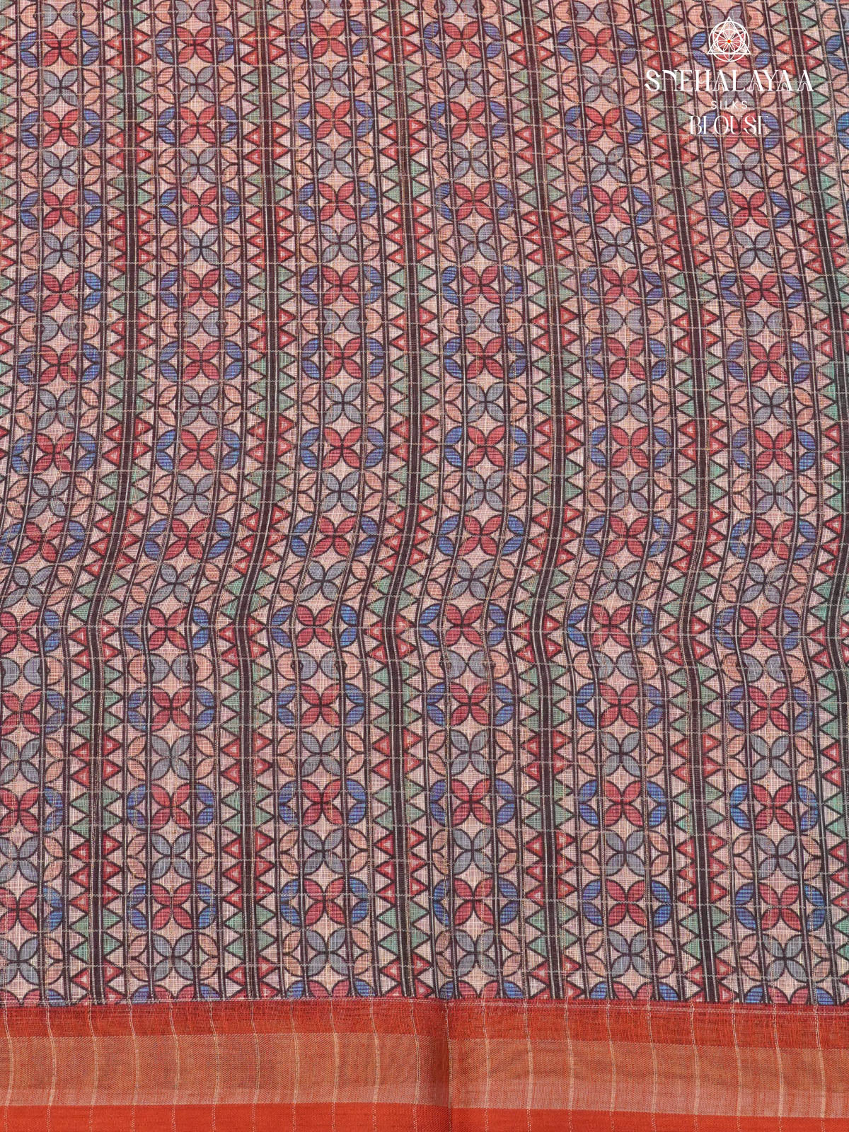 Rust Orange Linen Saree