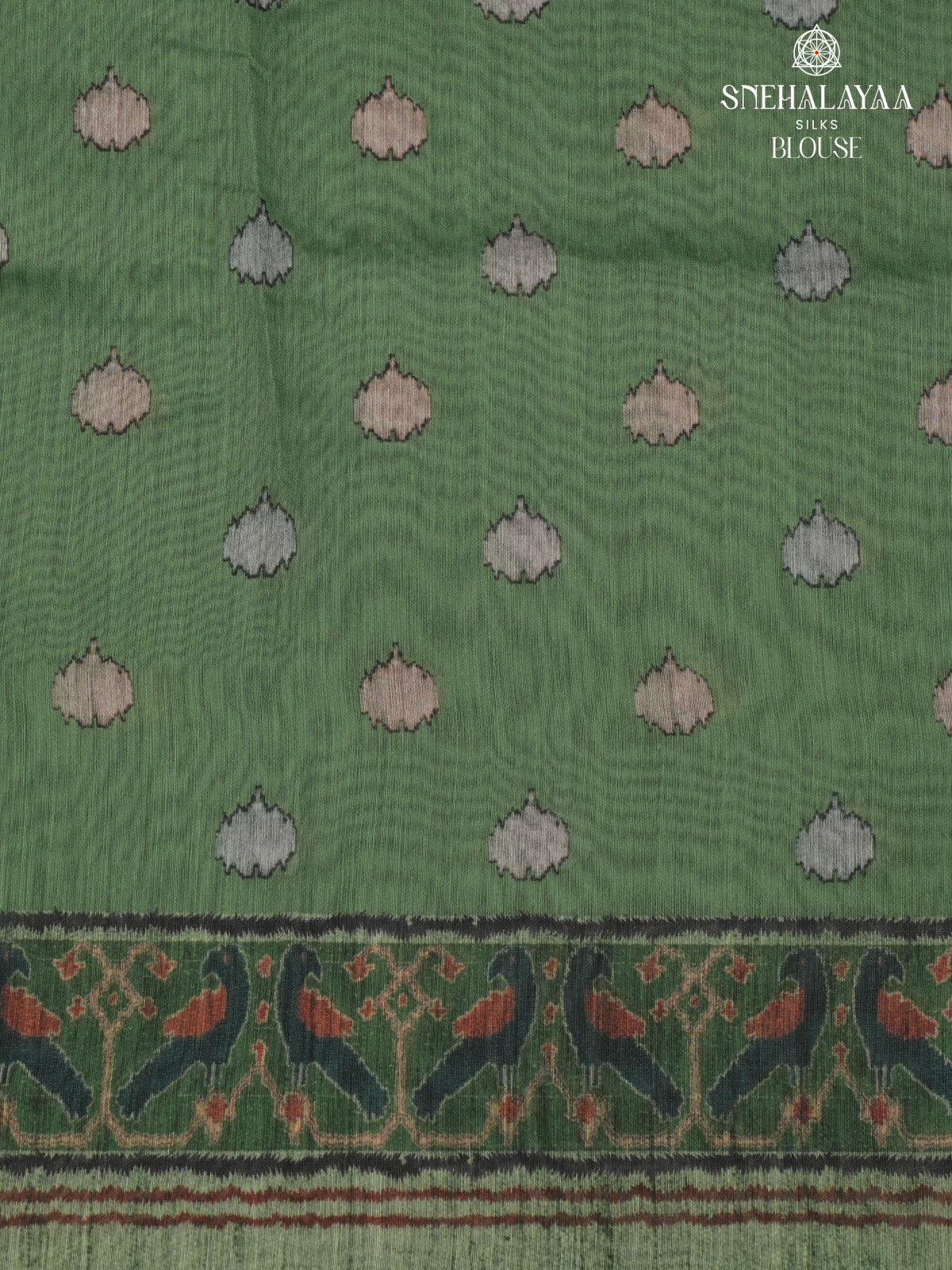 Forest Green Linen Embroidery Saree