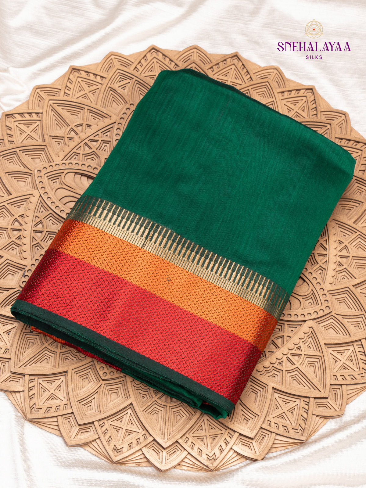 Green Maheshwari Silk Cotton Saree