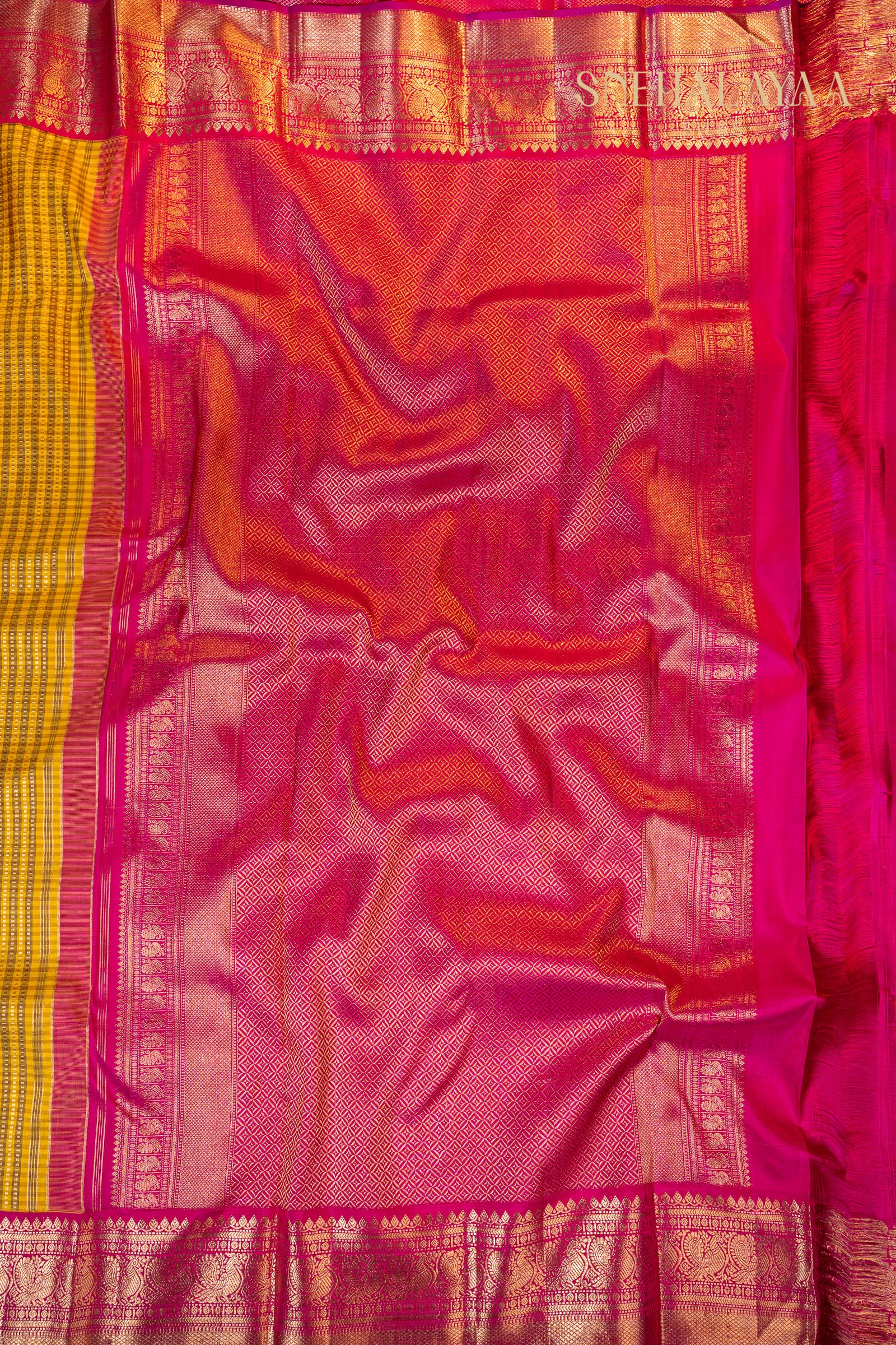 Mustard Yellow Kancheevaram Silk Saree