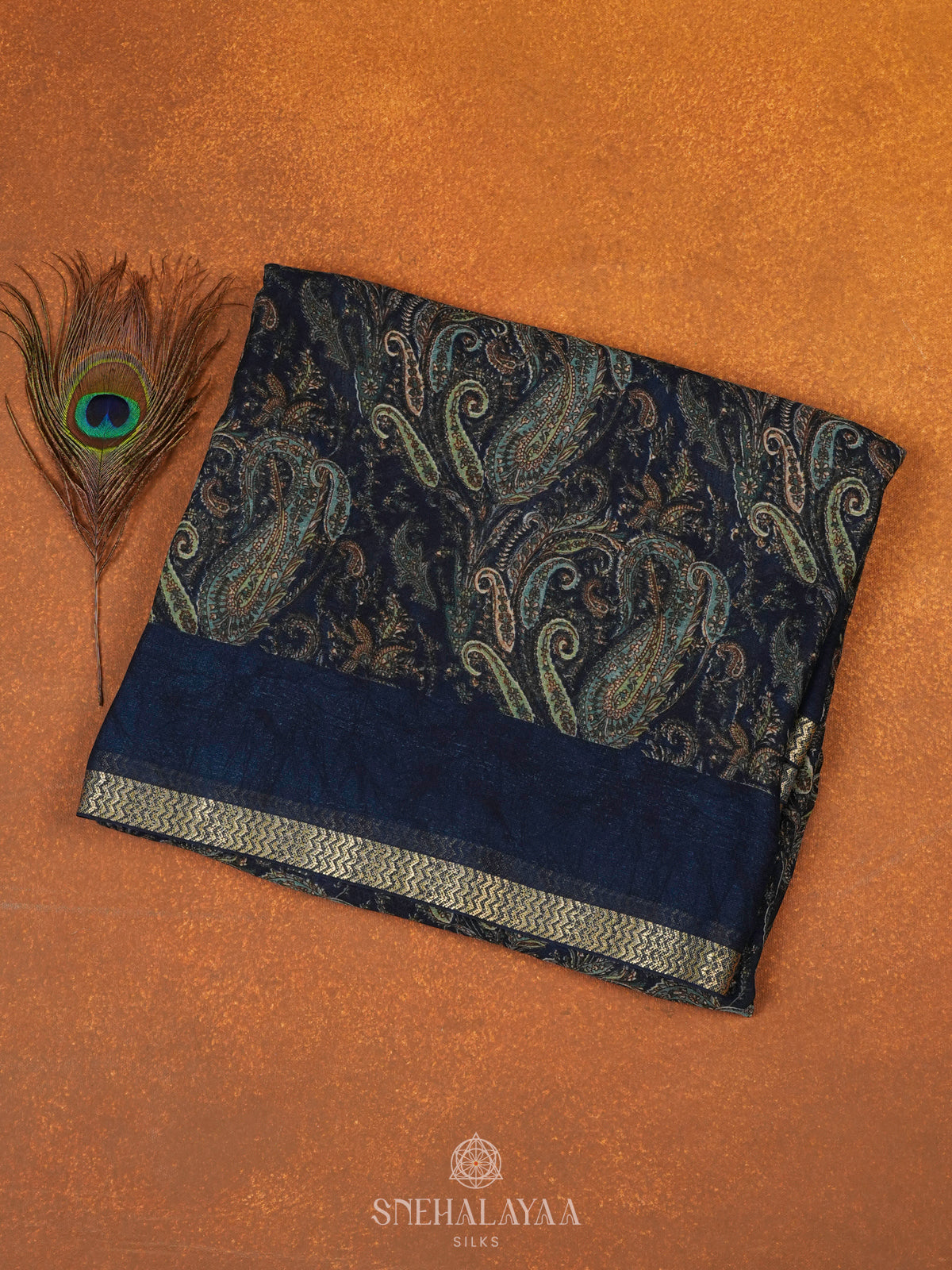 Navy Blue Chiffon Saree