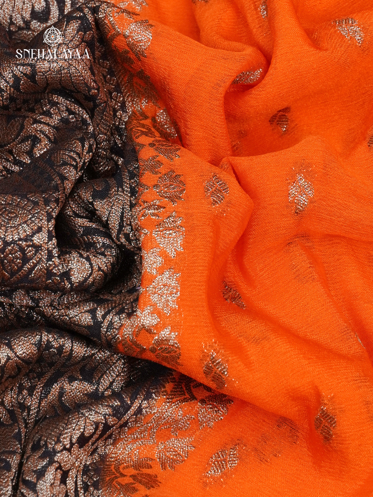 Rust Orange Crepe Silk Saree