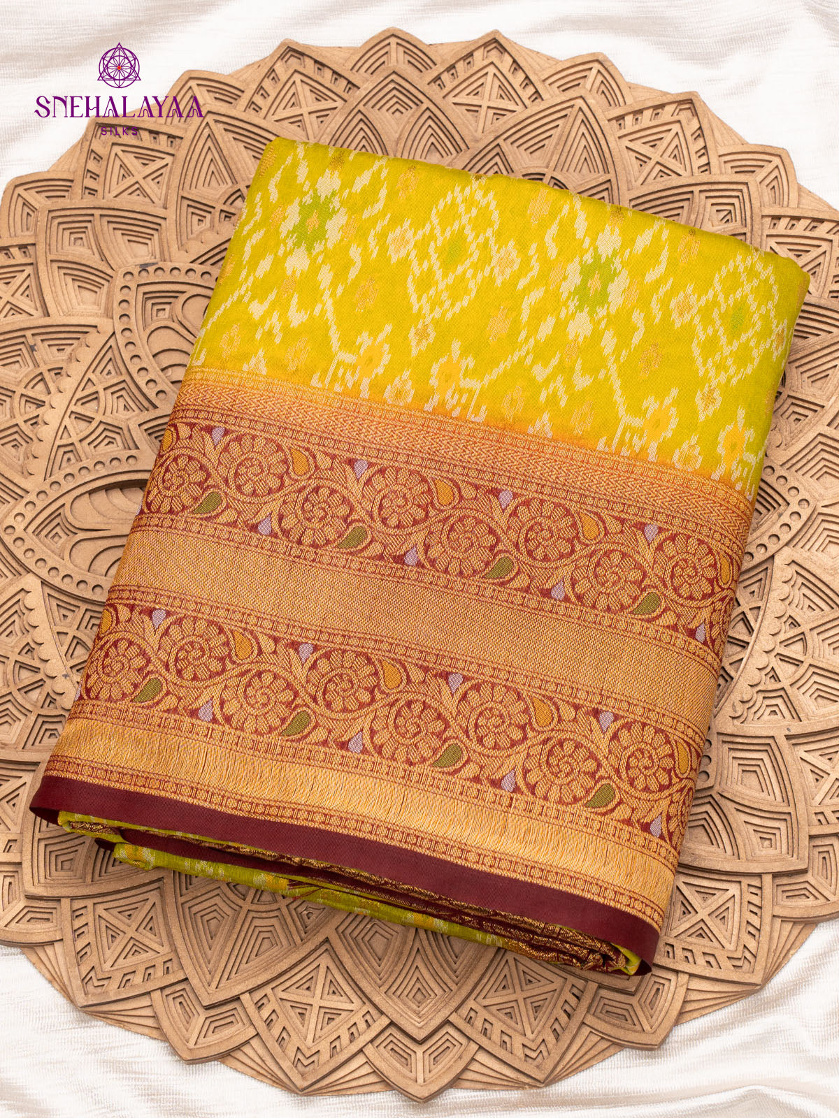 Yellow Ikat Silk Saree