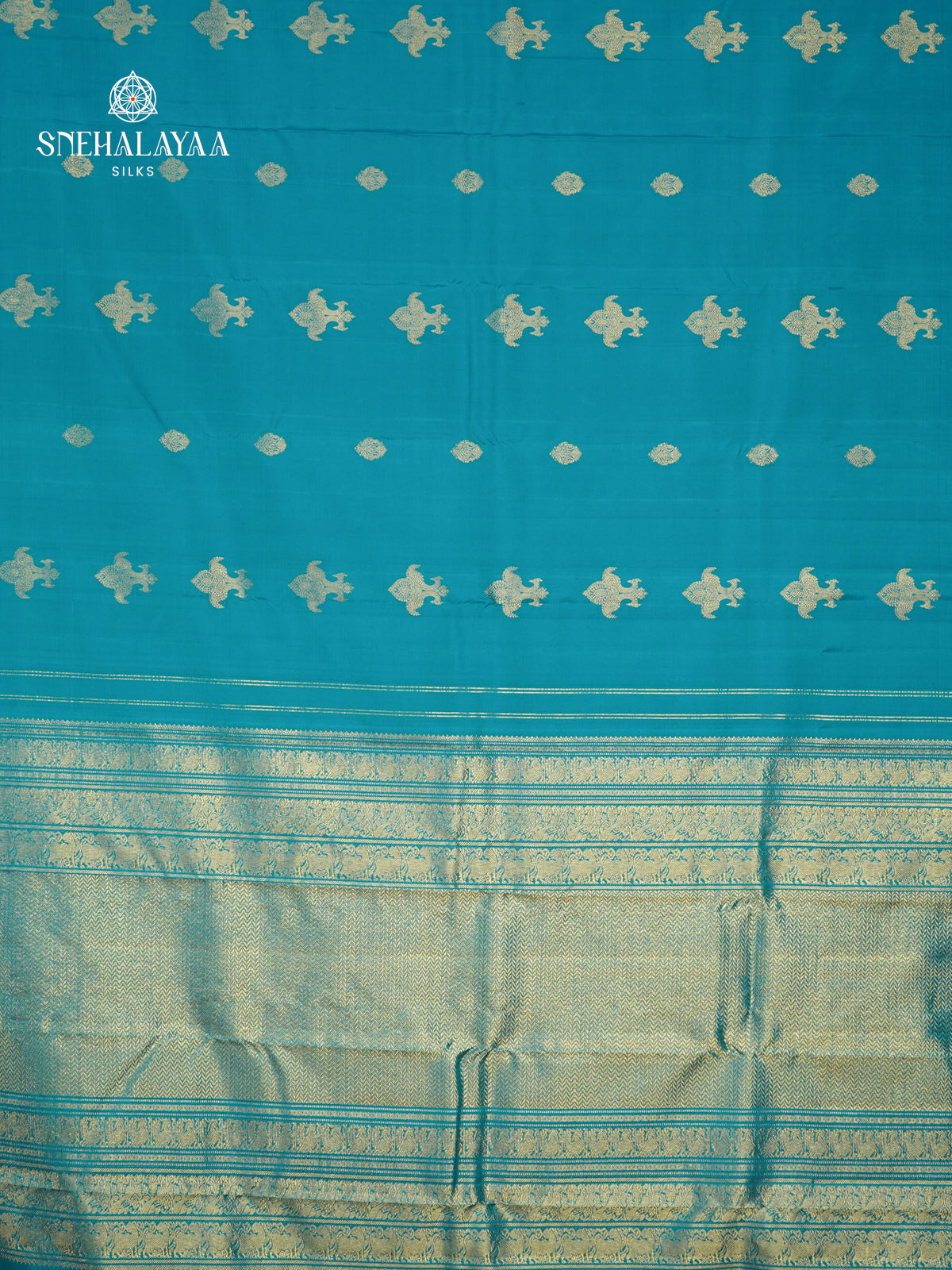 Teal Blue Kanjivaram Silk Saree