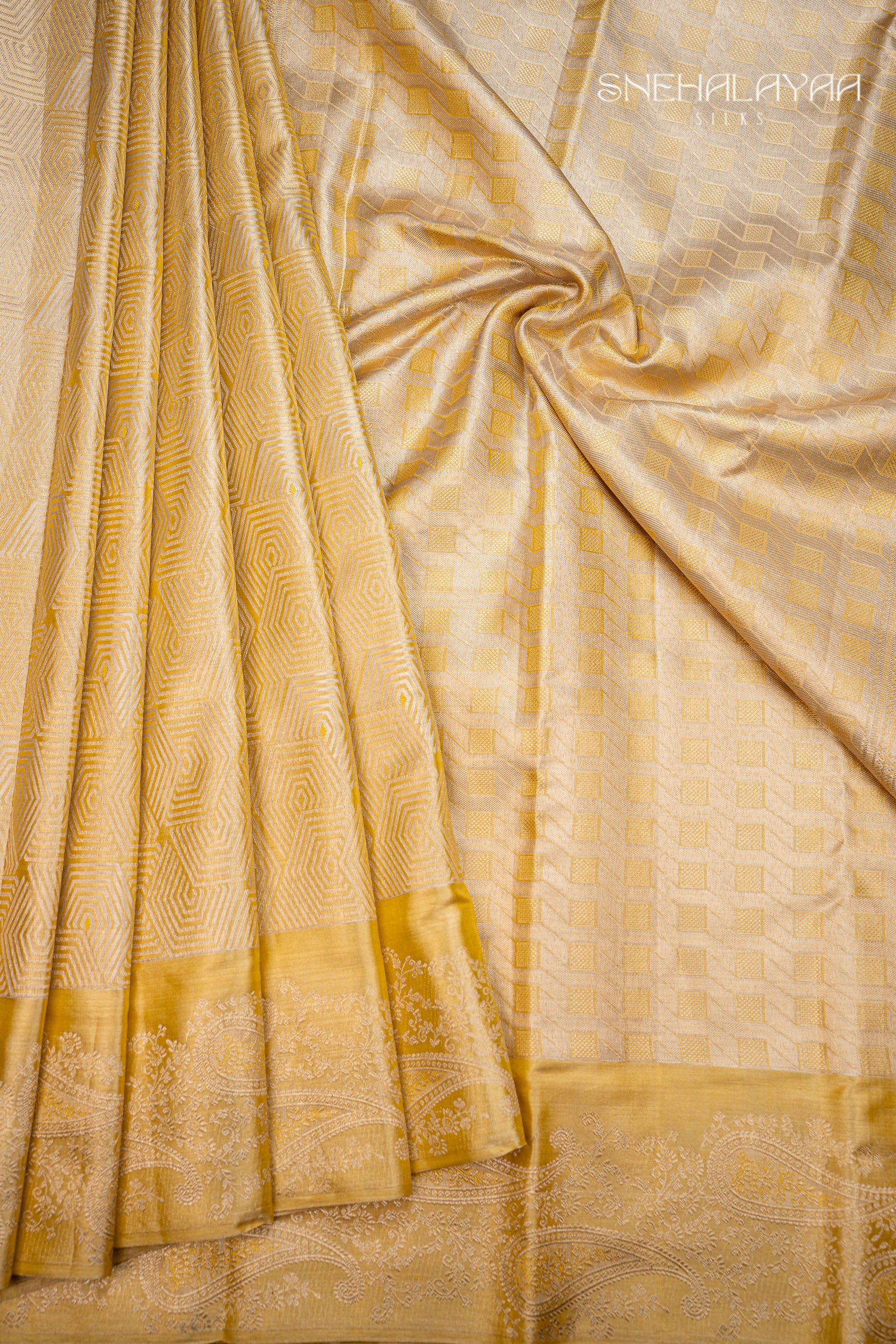 Golden Yellow Kancheevaram Silk Saree