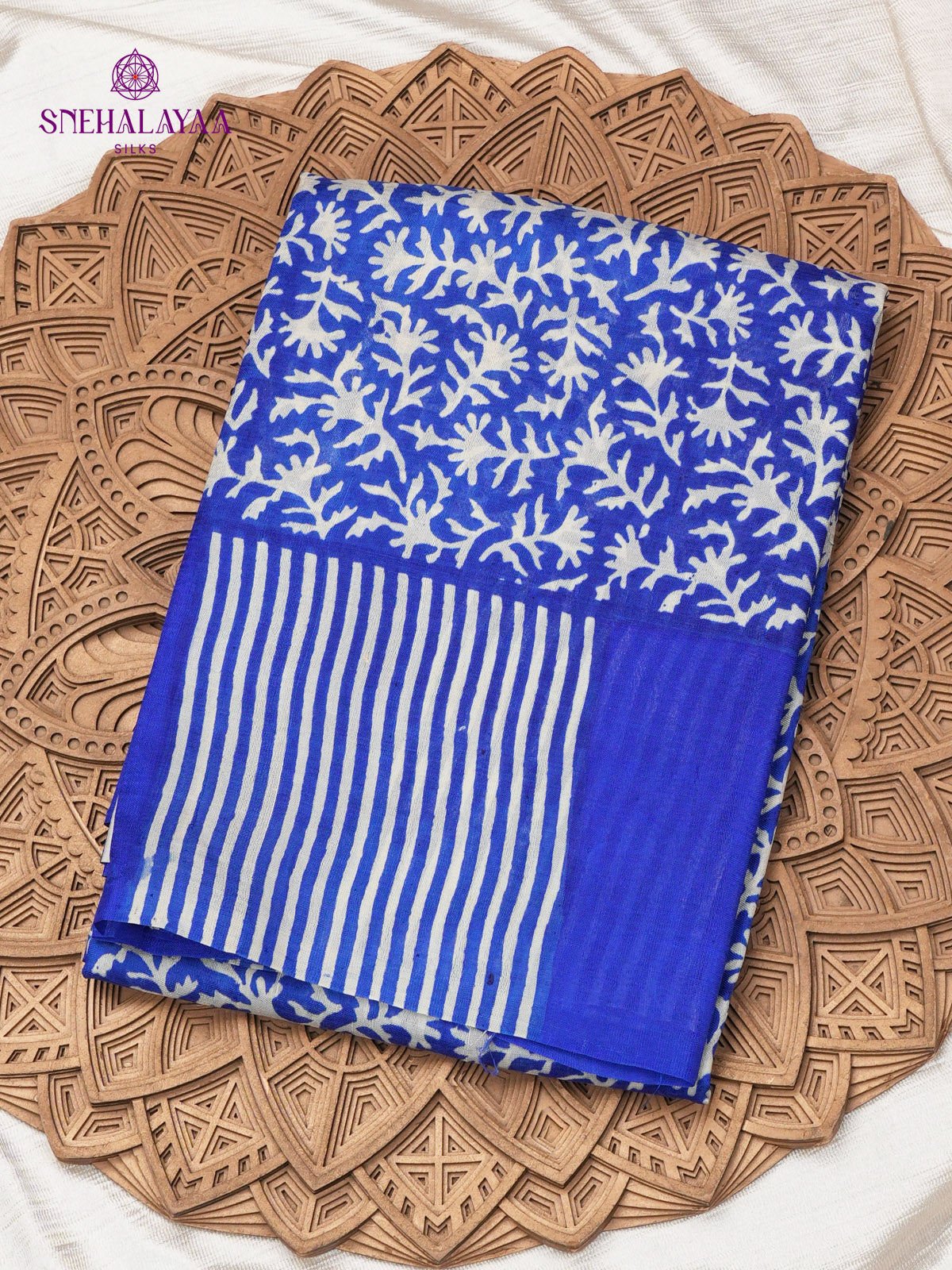 Blue Tussar Silk Saree