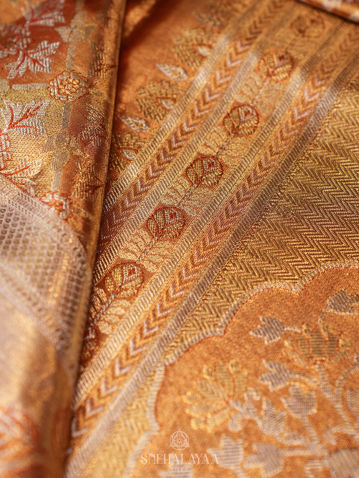Golden Kanjivaram Silk Saree