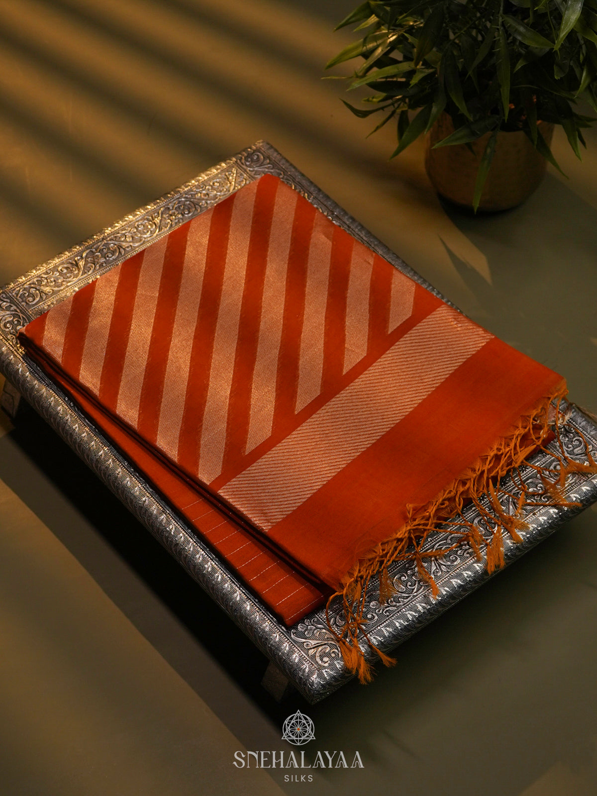 Orange Kora Silk Cotton Saree