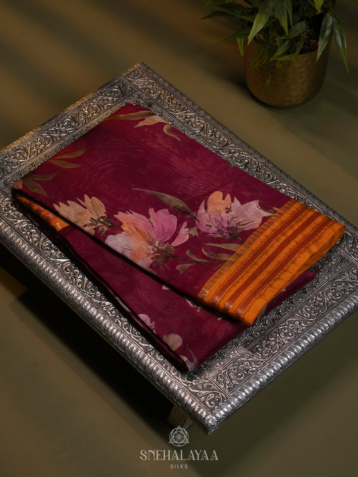 Maroon Chanderi Saree