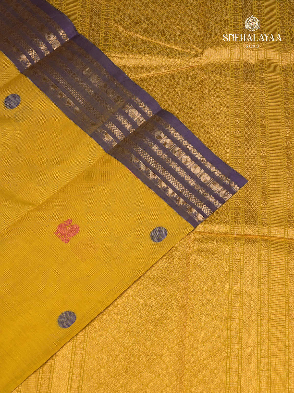 Golden Yellow Kanchi Cotton Saree