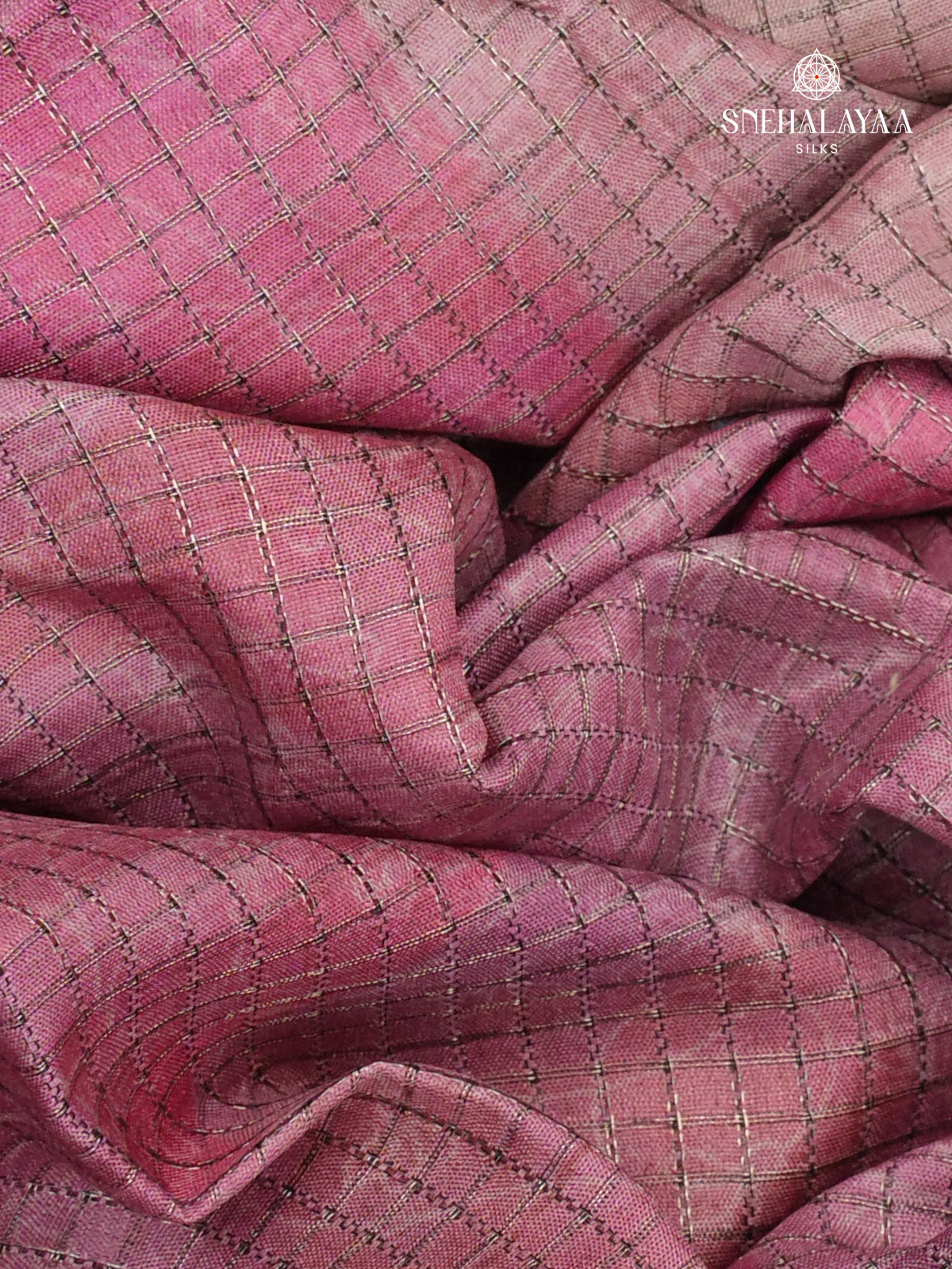 Magenta Floral Printed Tussar Saree