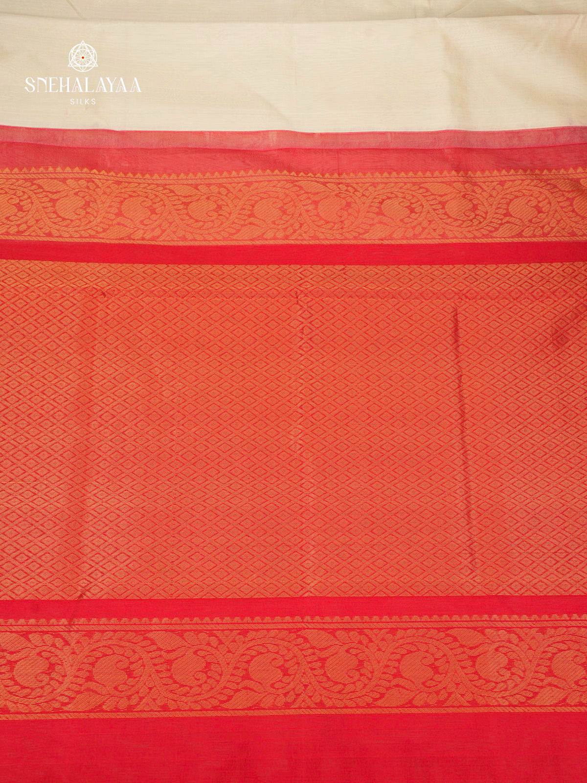 Off White Kuppadam Silk Cotton Saree with Red Zari Border