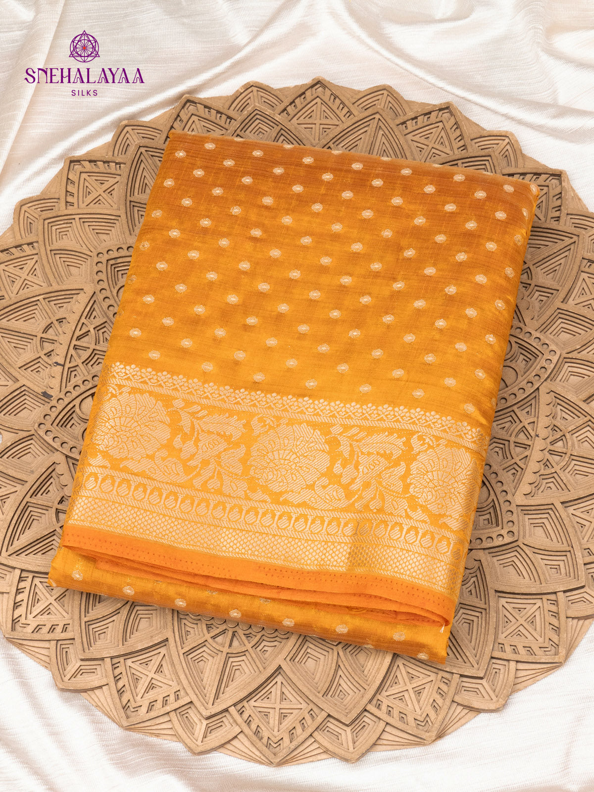 Rust Orange Raw Silk Saree