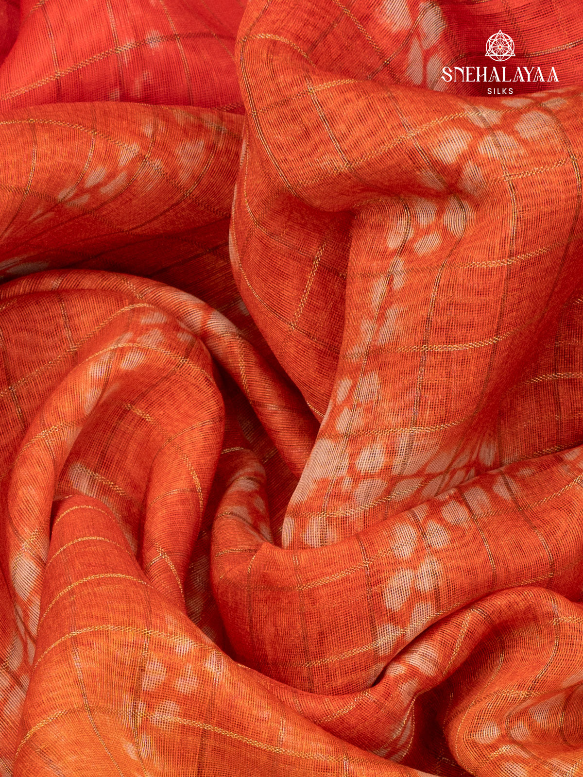 Orange Madhubani Saree