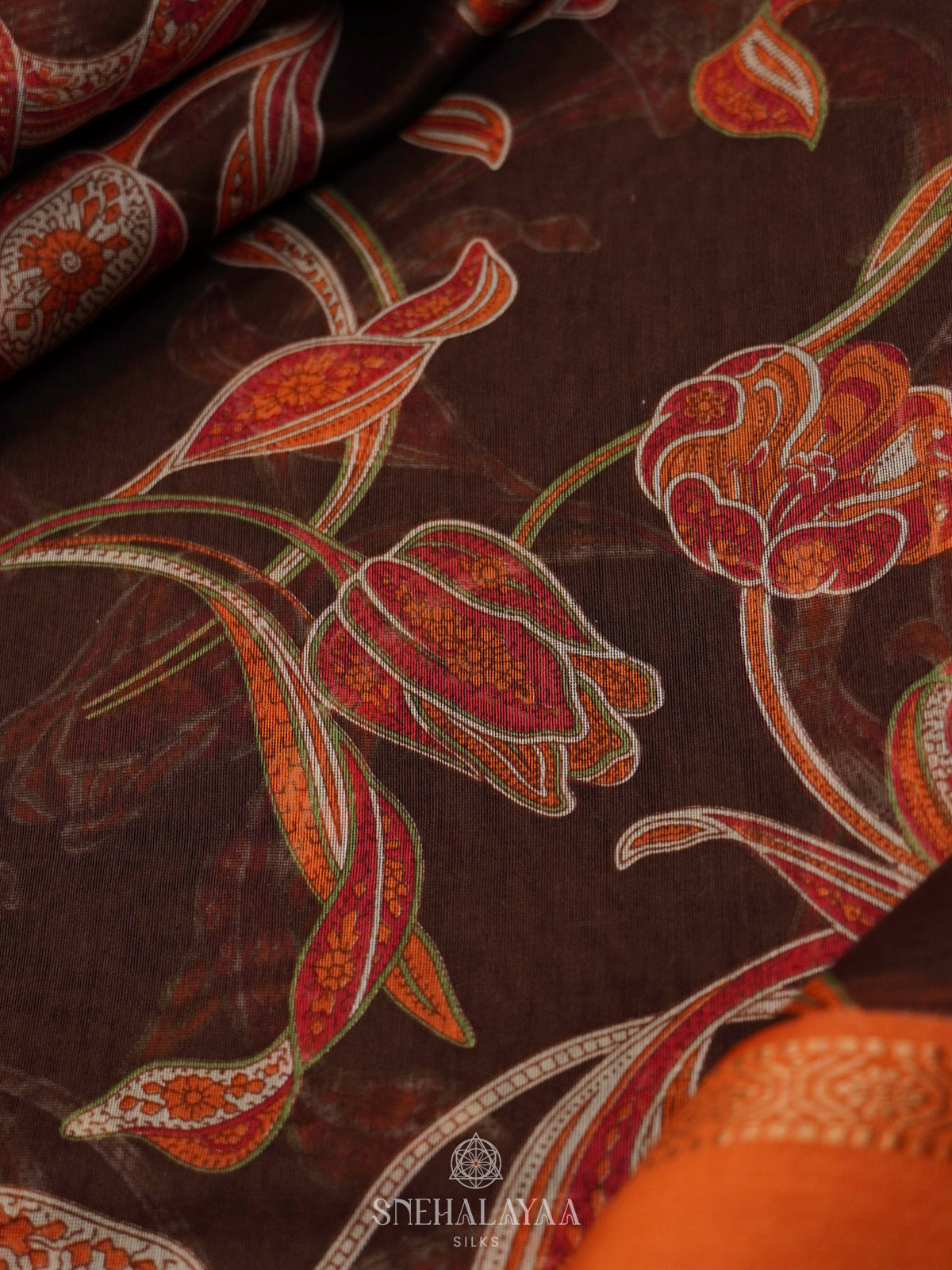 Brown Chanderi Saree