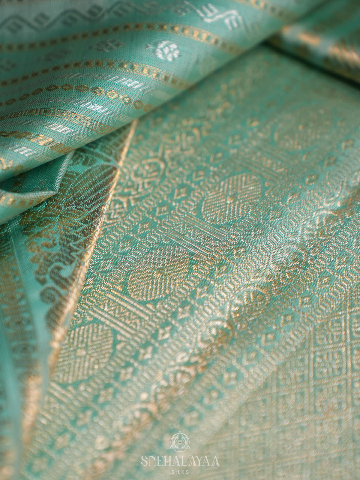 Seafoam Green Kanjivaram Silk Saree