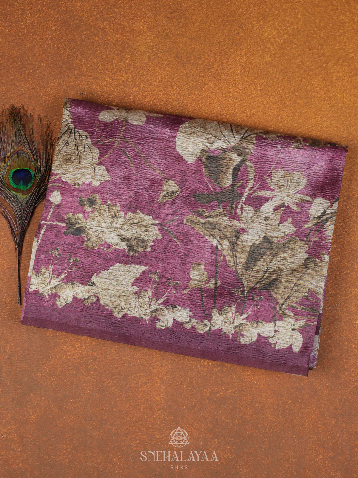 Mauve Pink Tussar Saree