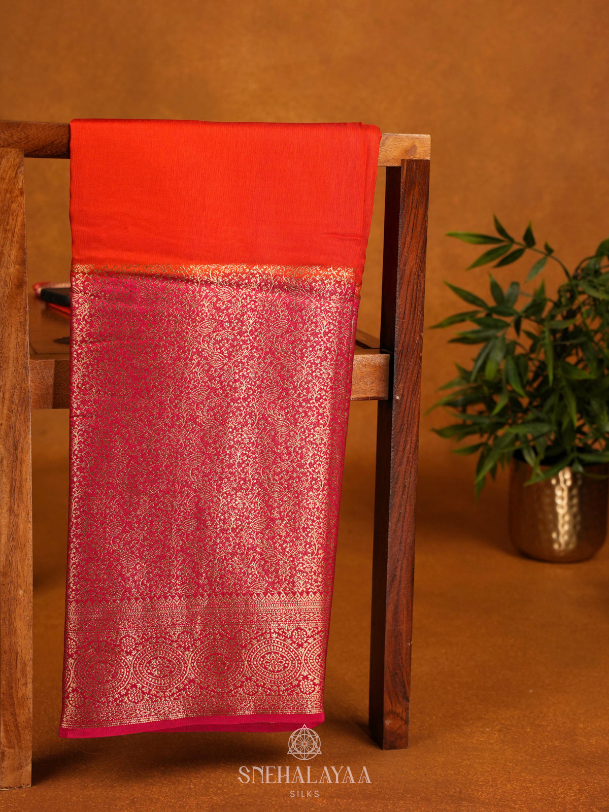 Orange Mysore Silk Saree