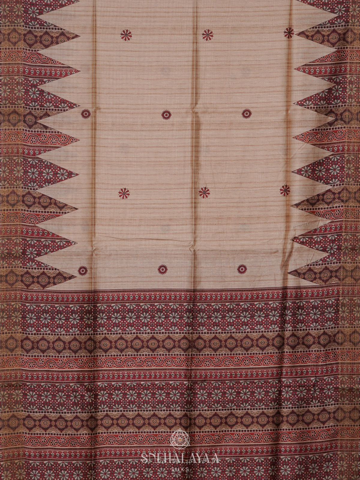 Beige Tussar Saree
