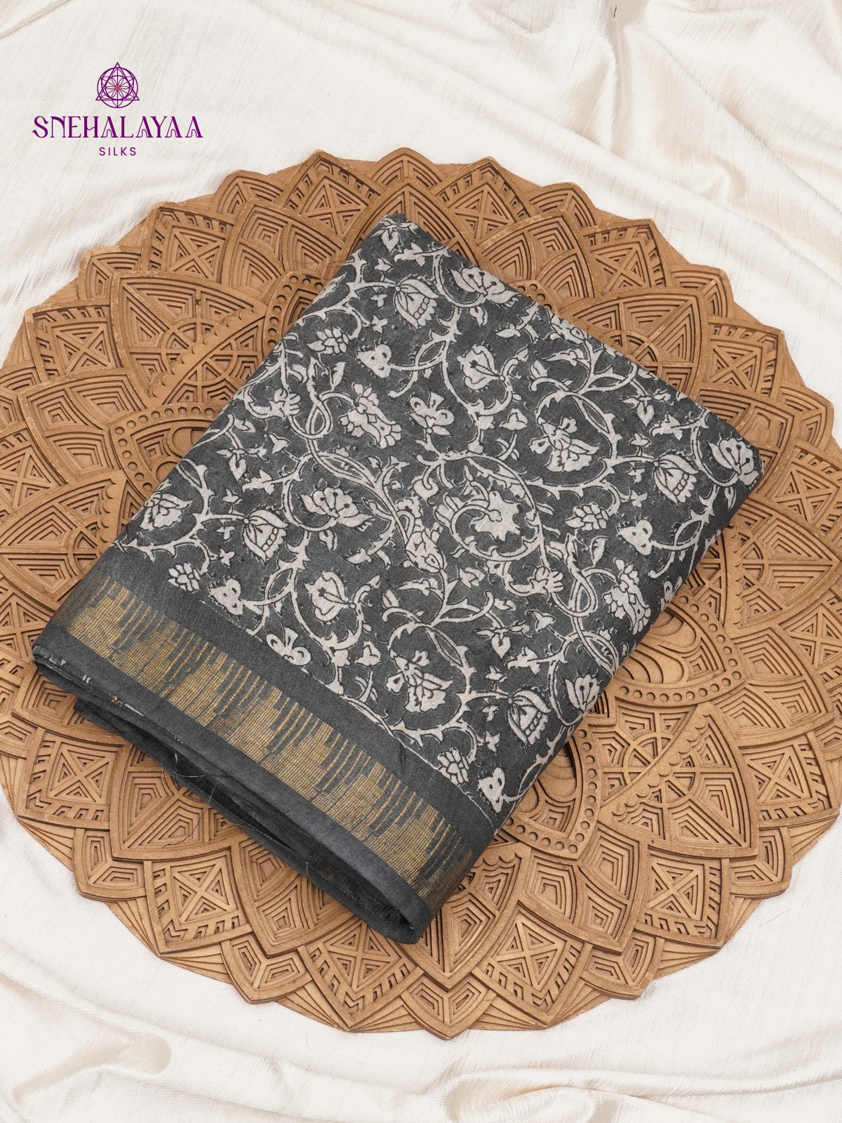 Grey Bamboo Silk Saree