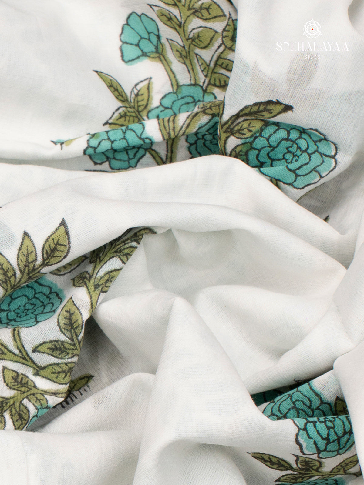 White Jaipur Cotton Saree