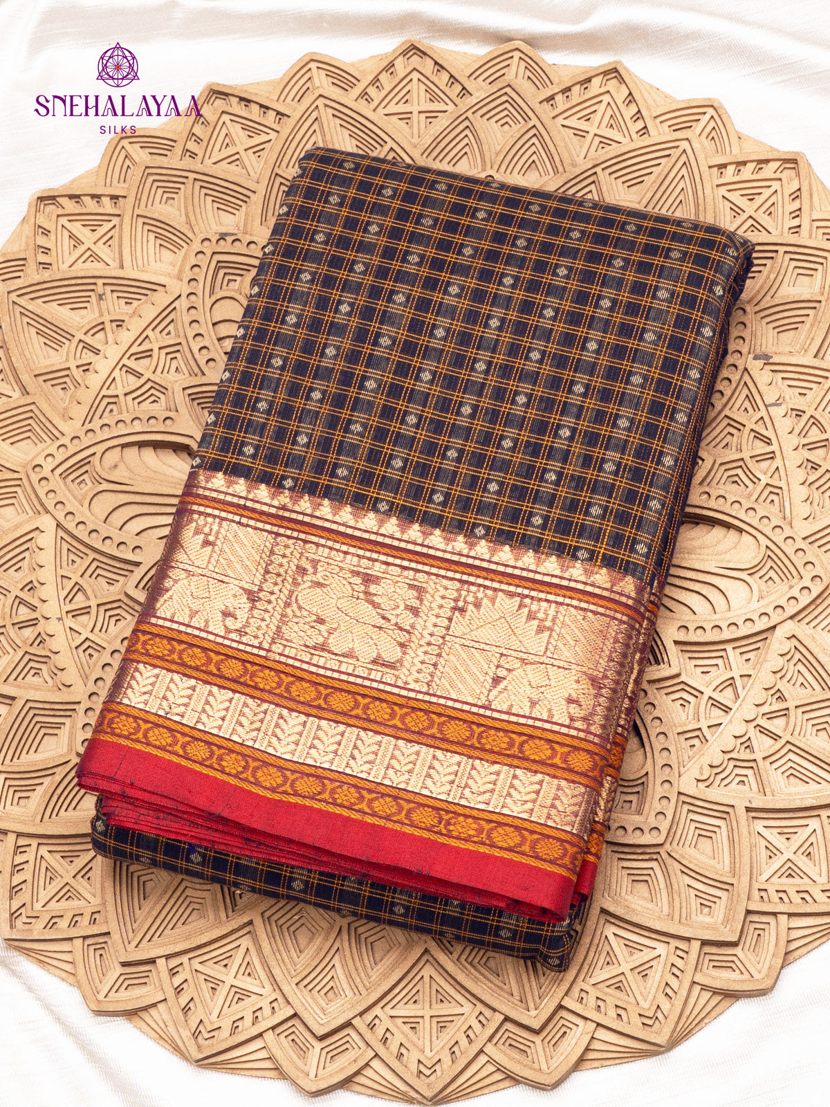 Navy Blue Pure Kanchi Cotton Saree