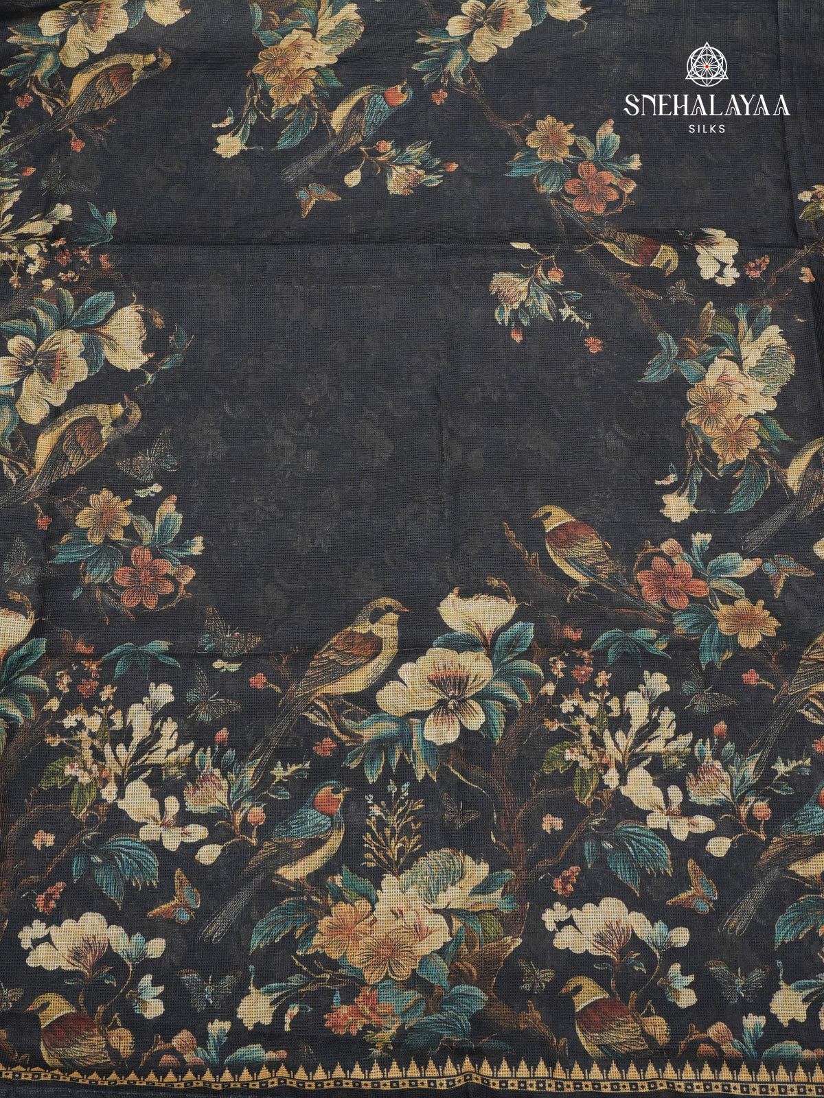 Black Printed Kota Saree