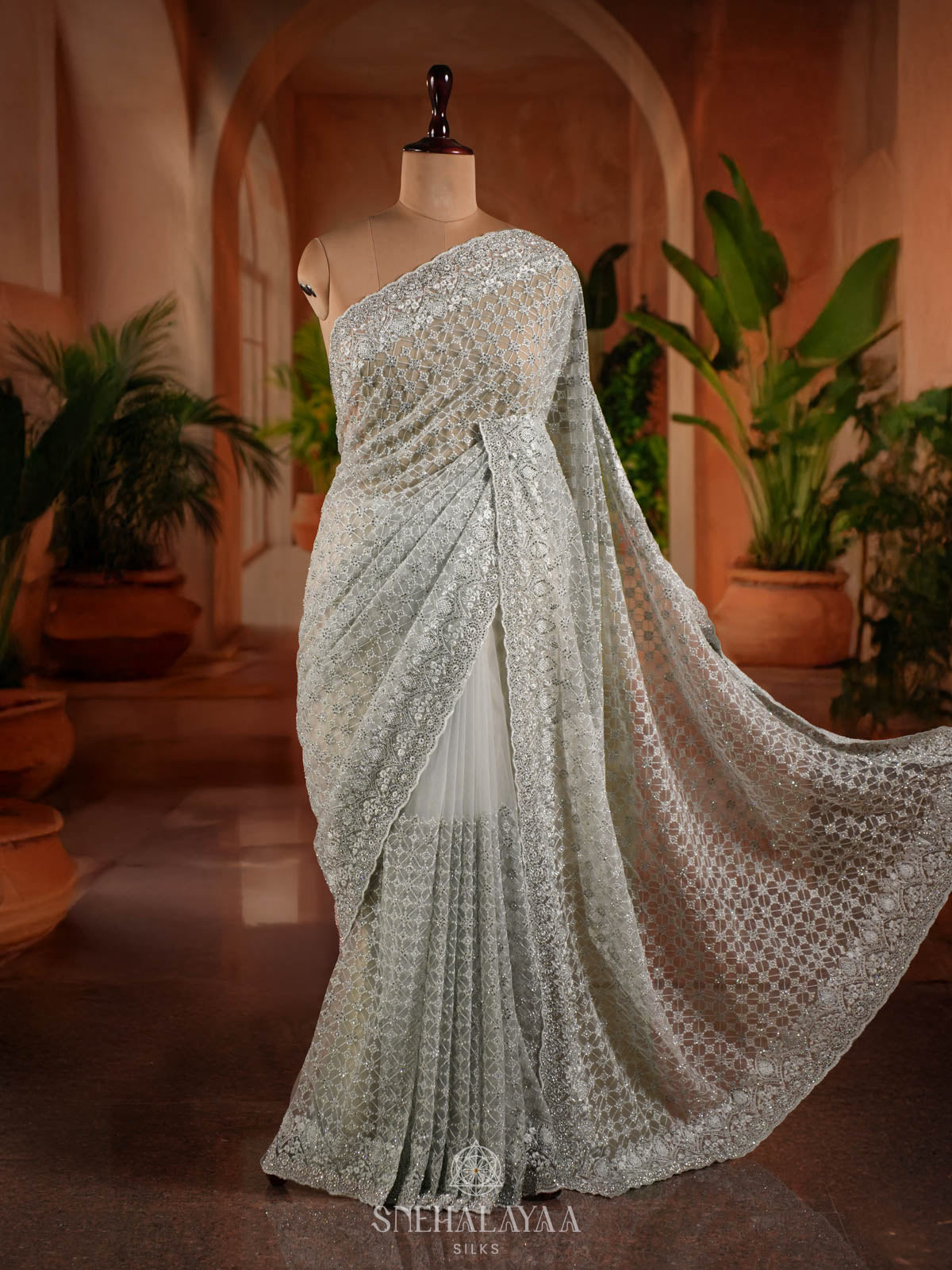 Pale Blue Designer Saree