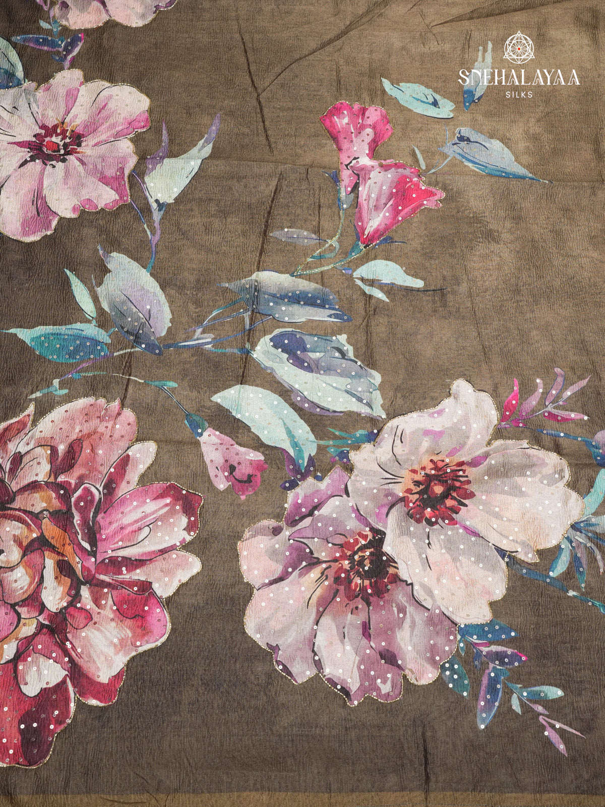 Bronze Crush Embroidery Saree