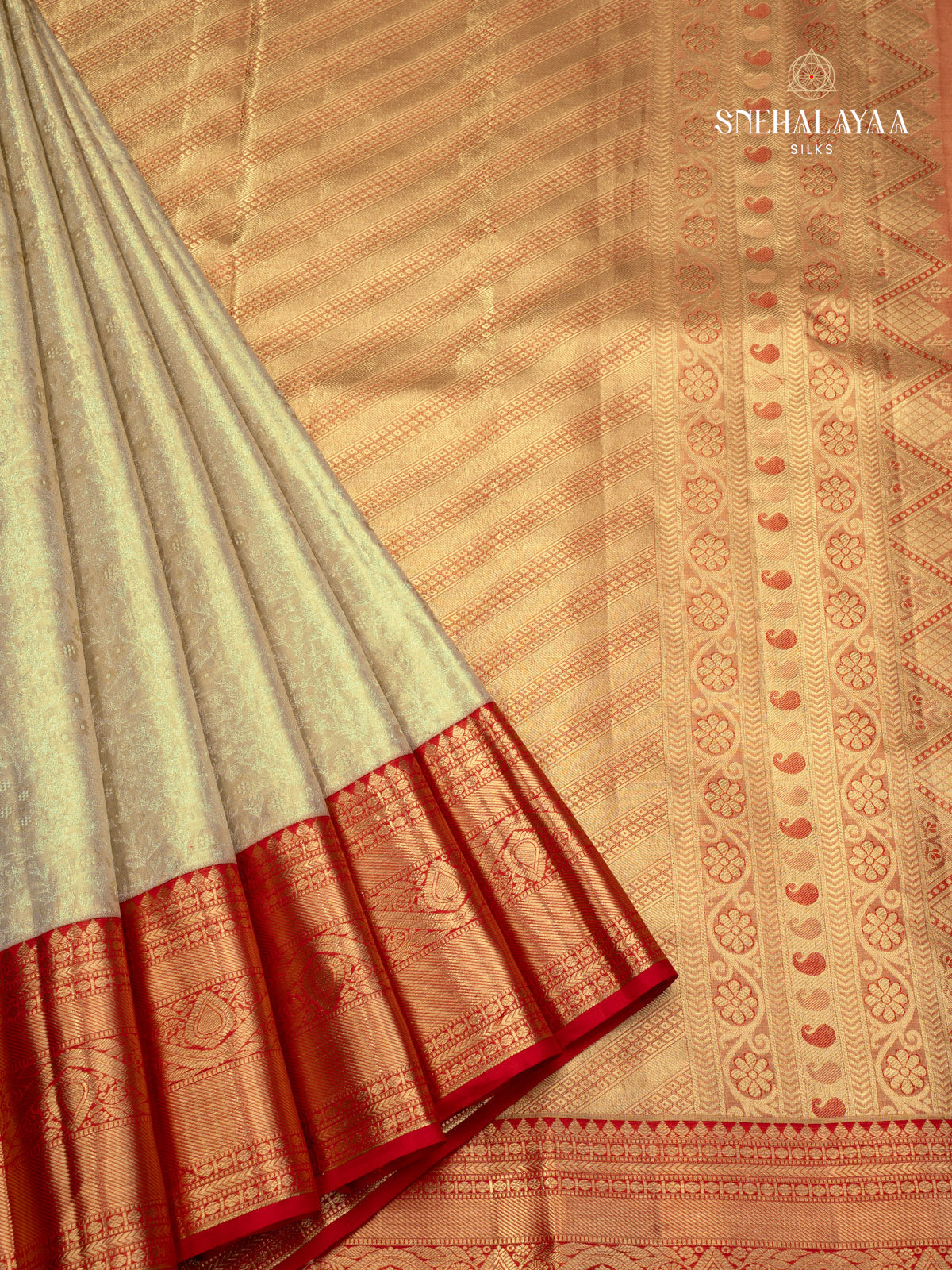 Cream Tissue Kanjivaram Silk Saree