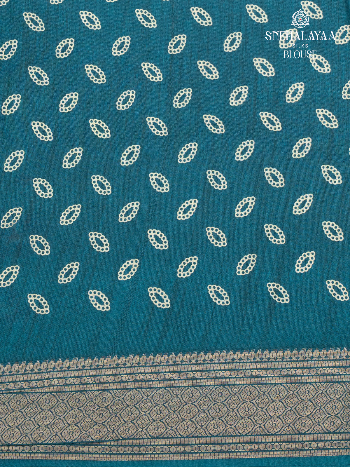 Teal Blue Dola Silk Saree