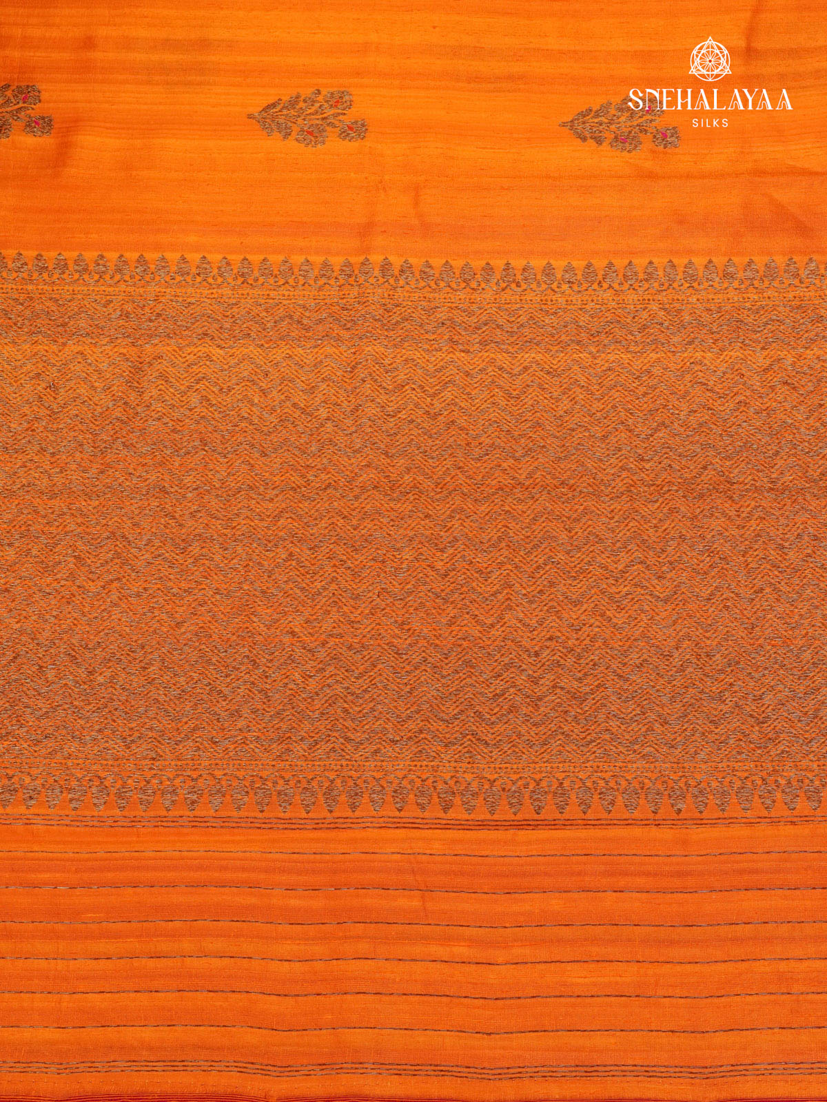 Rust Orange Banaras Raw Silk Saree