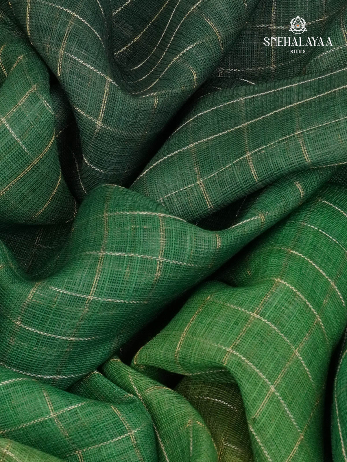 Bottle Green Linen Saree