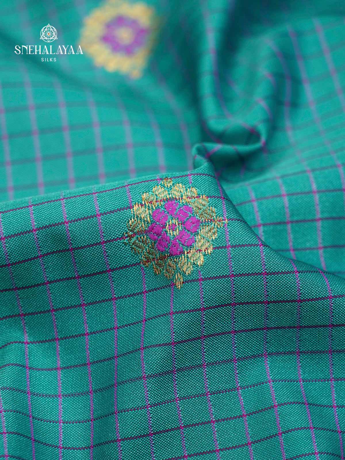 Teal Blue Gadwal Silk Saree